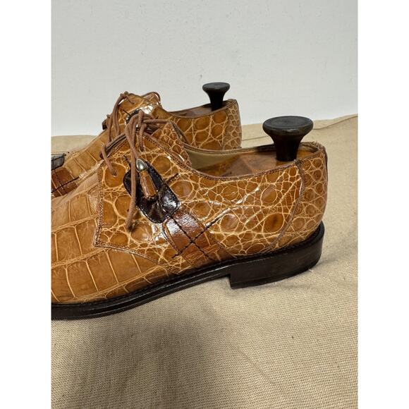 David Eden Shoes Mens Size 9 Brown Atlas Genuine Alligator Lace Up Square Toe main image 8